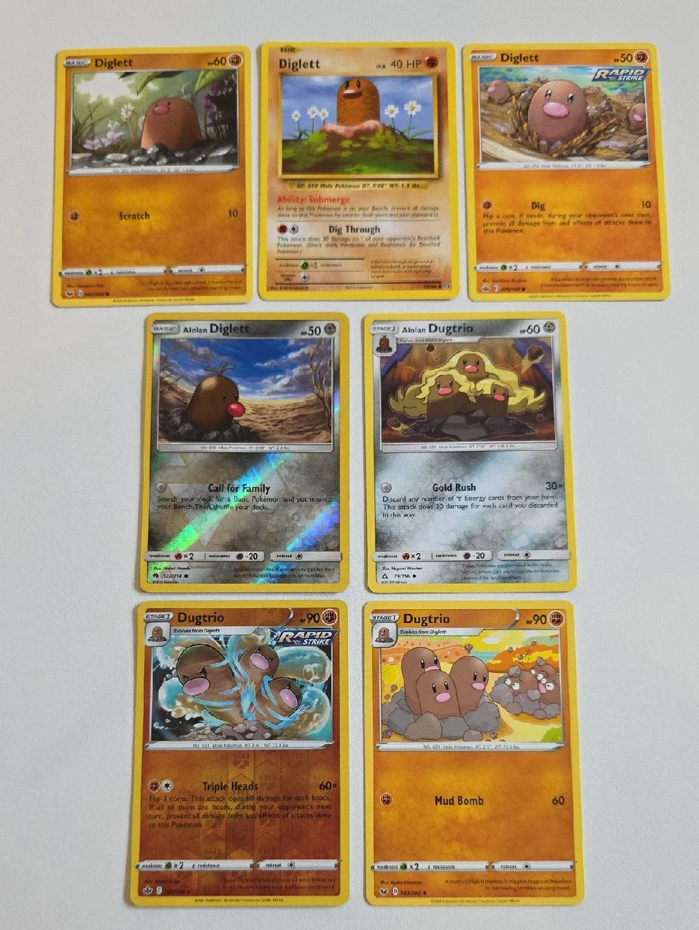 Pokemon Diglett And Dugtrio Card Lot - Alolan